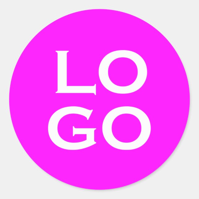 Company or Business Custom Logo on Magenta Classic Round Sticker (Front)