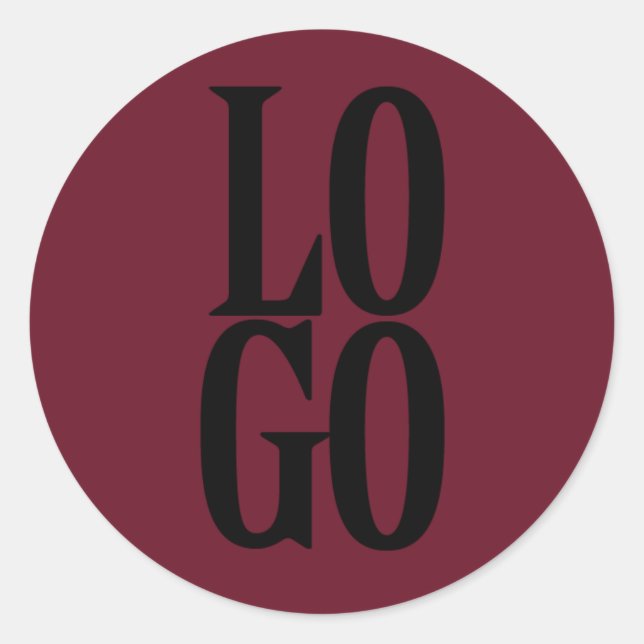 Company or Business Custom  Logo on Merlot Classic Round Sticker (Front)
