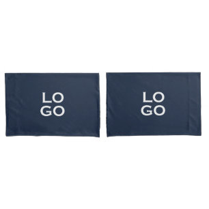 Company or Business Custom Logo on Navy Blue Pillowcase