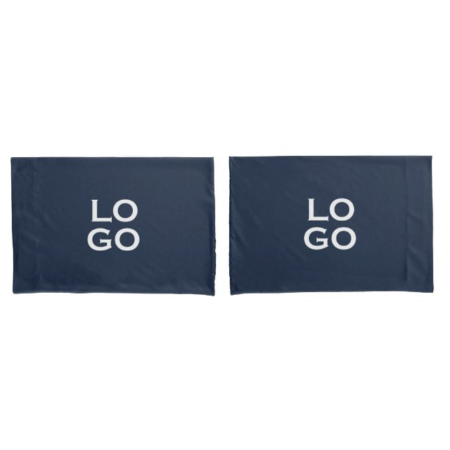 Company or Business Custom Logo on Navy Blue Pillowcase (Front-Set)