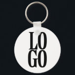 Company or Business Custom Logo on White Key Ring<br><div class="desc">This simple yet sophisticated and professional custom keychain features a solid white background with a sample company of business logo placed in the centre. You can personalise the keychain to add your own company or business logo or other custom image.</div>