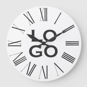 Company or Business Custom  Logo on White Large Clock