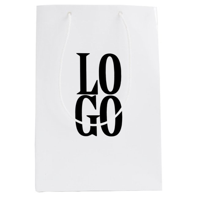 Company or Business Custom Logo on White Medium Gift Bag (Front)