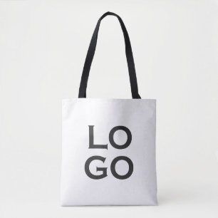 Company or Business Custom Logo on White Tote Bag