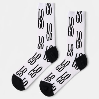 Company or Business Custom Logo Tiled on White Socks