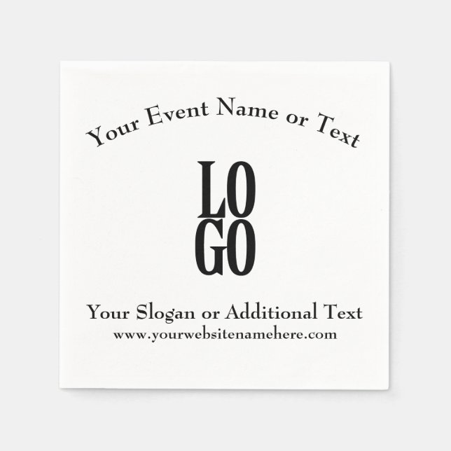 Company or Business Custom Logo with Text Napkin (Front)