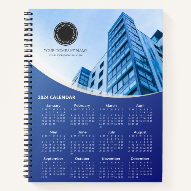 Company Photo and Logo 2024 Calendar | Notebook (Front)