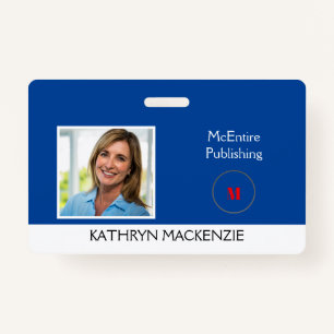 Company Photo Blue Logo Personalise Name Badge ID Badge
