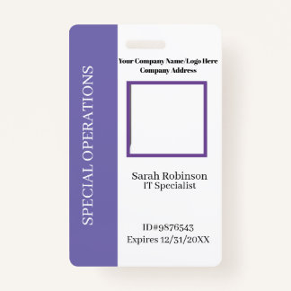 Company Photo ID badge with Barcode