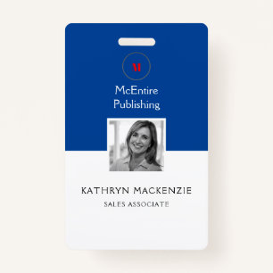 Company Photo Logo Blue Vertical ID Badge