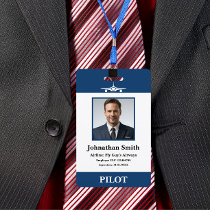 Company Photo Security ID Aviation Airline Pilot ID Badge