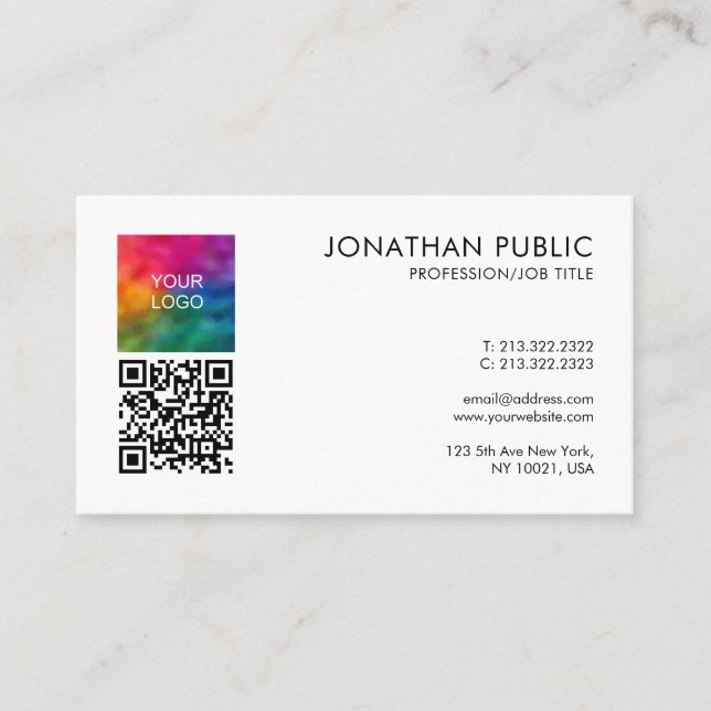 Company QR Code Corporate Logo Here Personalised Business Card (Front)