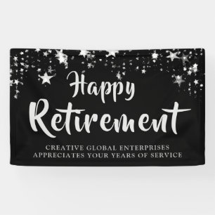 Company Retirement Party Black and Silver Stars Banner