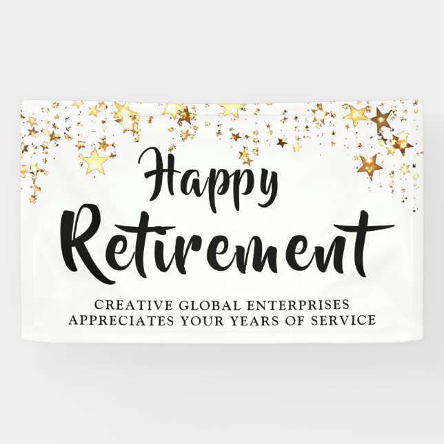 Company Retirement Party Gold Stars Banner (Horizontal)