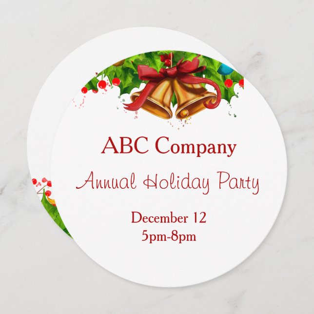 Company Round Holiday Party Invitation (Front/Back)