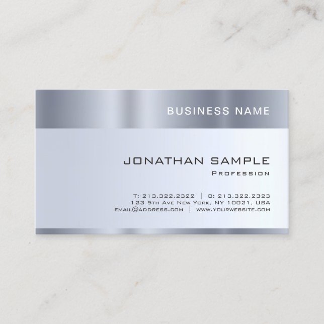 Company Simple Template Silver Create Your Own Business Card (Front)