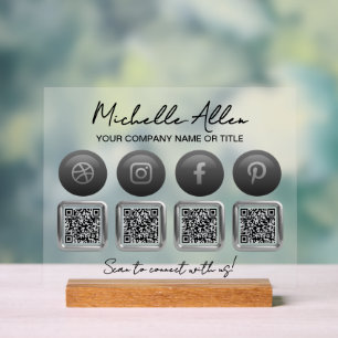 Company Social Media QR Codes Acrylic Sign