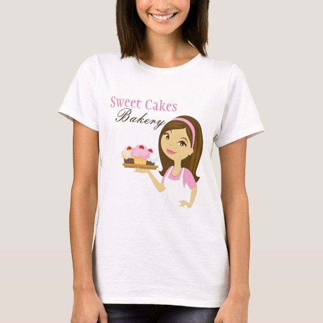 Company T-Shirt Bakery Brunette Baker Cup Cakes (Front)