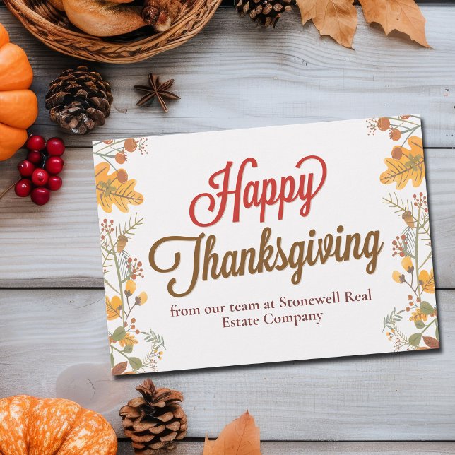 Company Thanksgiving Chic Fall Leaves Custom Card (Creator Uploaded)
