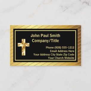 Company Title Classy Gold Cross And Black  Business Card