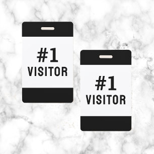 Company Visitor Black Simple Modern ID Badge