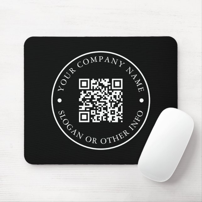 Company Website Link QR Code Black Promotional  Mouse Mat (With Mouse)