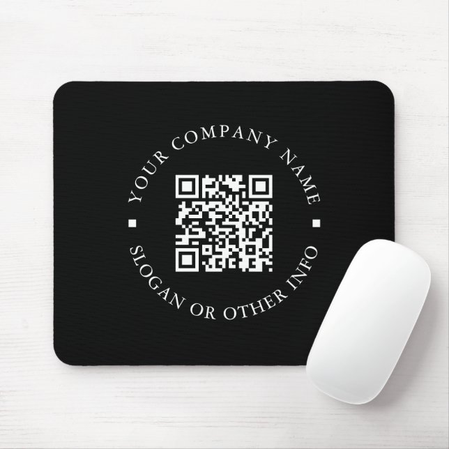 Company Website Link QR Code Black Promotional  Mouse Mat (With Mouse)