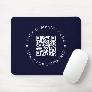 Company Website Link QR Code Navy Blue Business  Mouse Mat