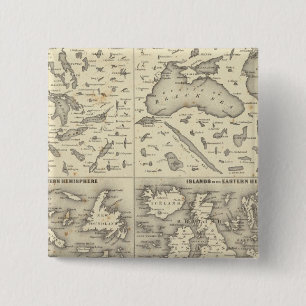 Comparative Size of Lakes and Islands 15 Cm Square Badge