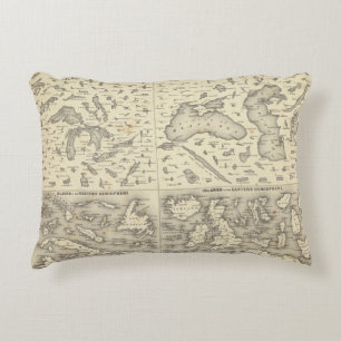 Comparative Size of Lakes and Islands Decorative Cushion