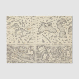 Comparative Size of Lakes and Islands Tissue Paper