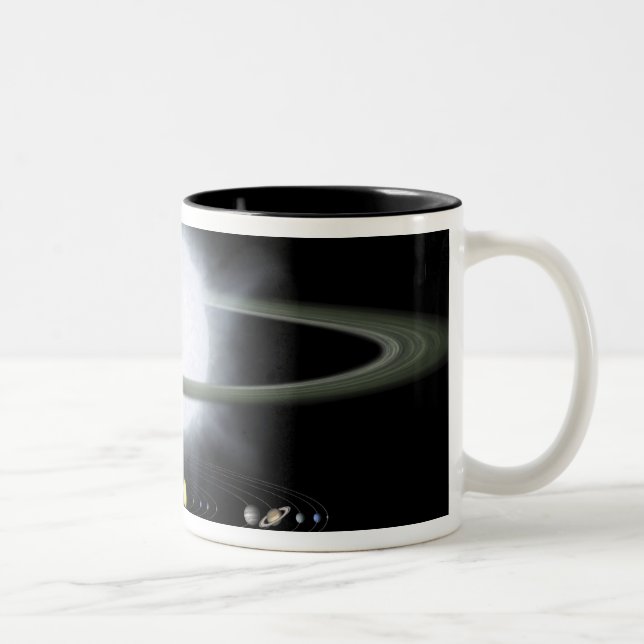 Comparison of the size of a hypergiant star Two-Tone coffee mug (Right)