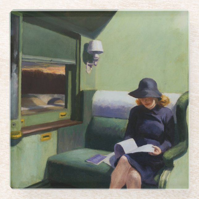 Compartment C, Car 293 by Edward Hopper Glass Coaster (Front)