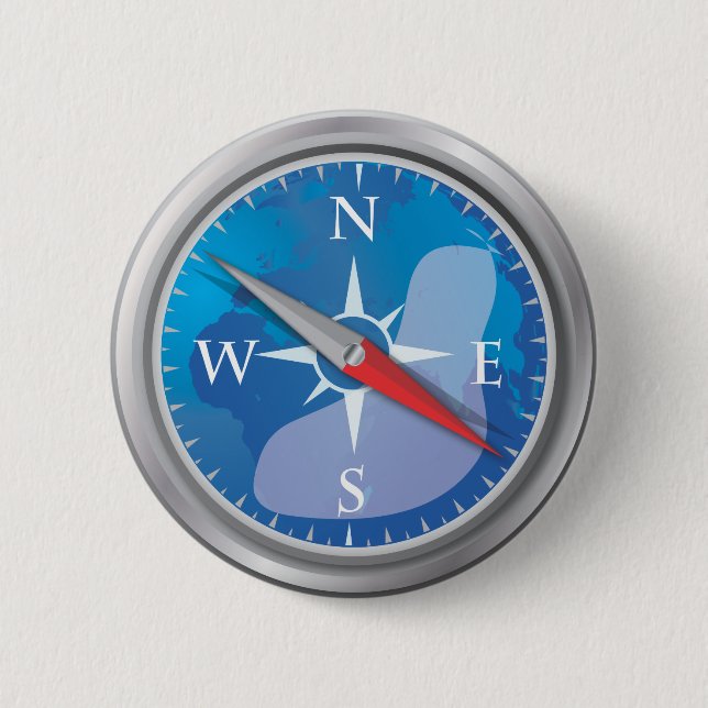 Compass 6 Cm Round Badge (Front)