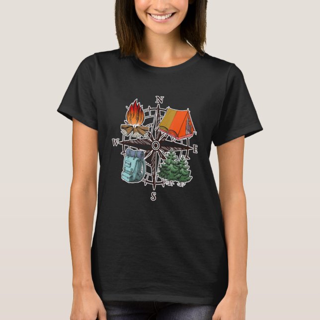 Compass Adventure Campfire Wanderlust Traveller Ca T-Shirt (Front)
