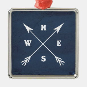 Compass arrows metal tree decoration