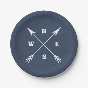 Compass arrows paper plate