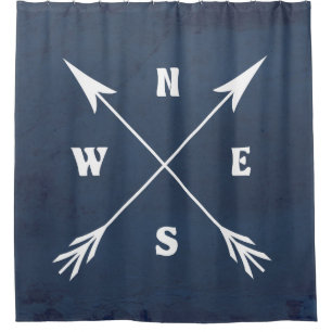 Compass arrows shower curtain
