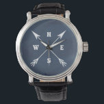 Compass arrows watch<br><div class="desc">Compass illustration with arrows and north,  east,  south,  west decoration on blue grunge background</div>