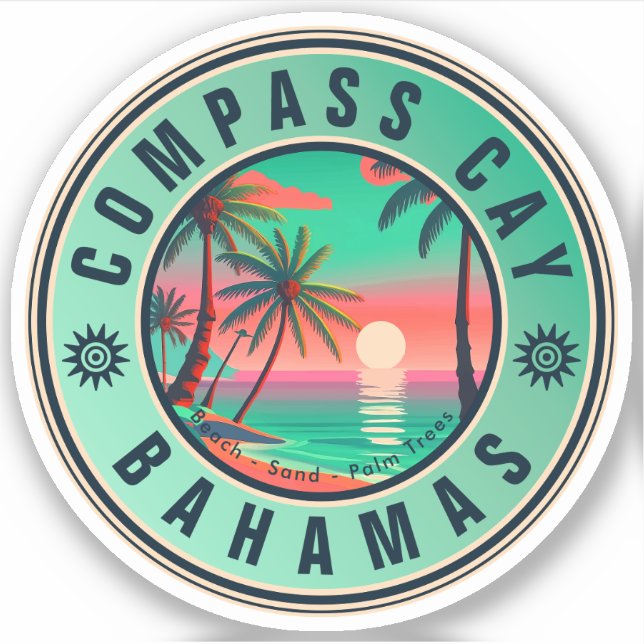 Compass Cay Bahamas Retro Sunset Souvenir 1950s (Front)