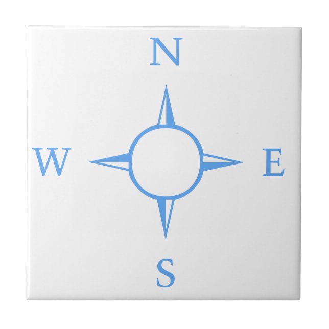 Compass Ceramic Tile, Small (4.25" x 4.25") Tile (Front)