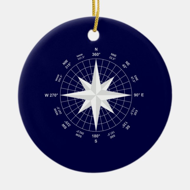 compass ceramic tree decoration (Front)