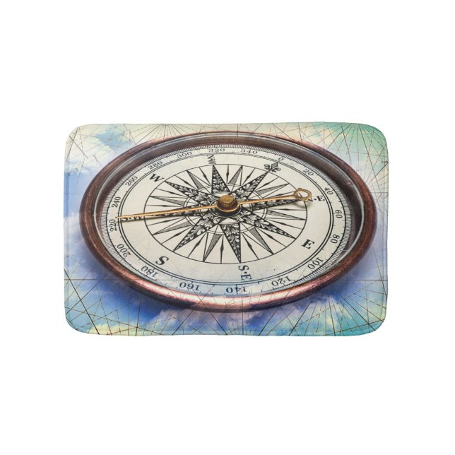 Compass Clouds Bath Mat (Front)