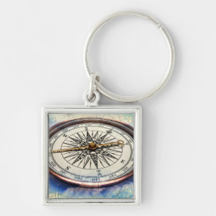 Compass Clouds Key Ring