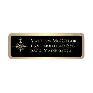 Compass Custom Return Address Black and Gold