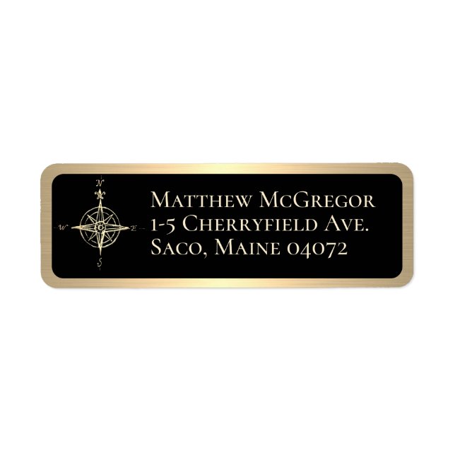 Compass Custom Return Address Black and Gold (Front)