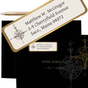 Compass Custom Return Address GOLD Rounded Border