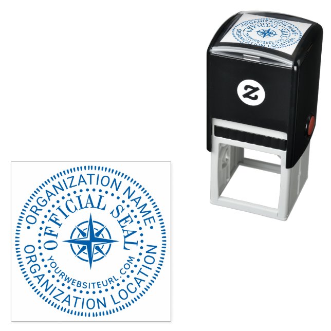 Compass Generic Custom Official Seal Name Loc URL Self-inking Stamp (In Situ)