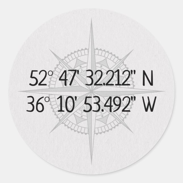 Compass GPS Home Coordinates  Classic Round Sticker (Front)