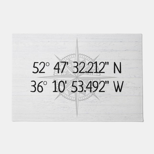 Compass GPS Home Coordinates Doormat (Front)